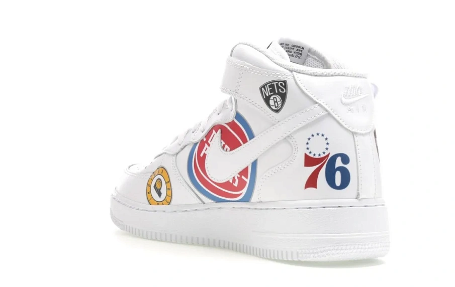 Фото № 6 с приближением к товару «‎Nike Air Force 1 Mid Supreme NBA White»