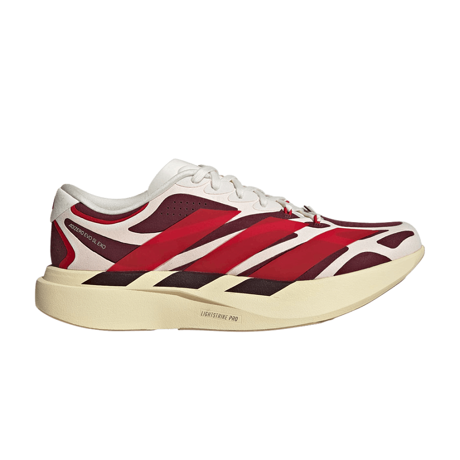 Фото № 1 с приближением к товару «‎adidas Adizero EVO SL EXO Suede Off White Better Scarlet Maroon»