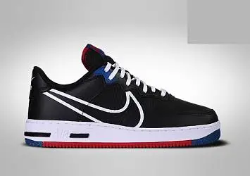 Nike Air Force 1 React Low Skate Shoes BlackRedBlue - 2