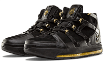 Фото № 2 с приближением к товару «‎ Nike Lebron 3 Vintage basketball shoes BlackMetallic Gold»