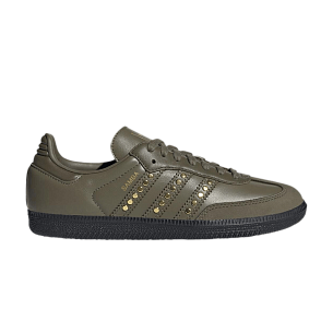 adidas Women's Samba OG Studded Stripes - Dark Khaki Black