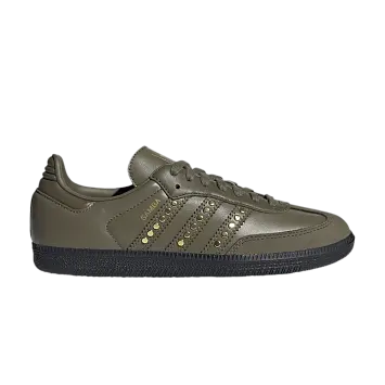 adidas Women's Samba OG Studded Stripes - Dark Khaki Black