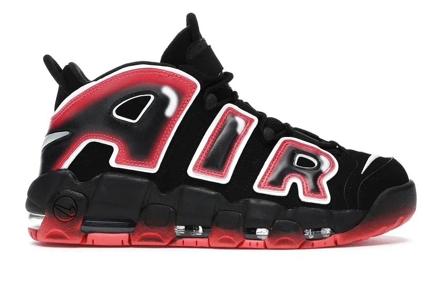 Фото № 1 с приближением к товару «‎Nike Air More Uptempo Black White Laser Crimson»