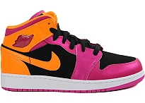 Фото № 1 с приближением к товару «‎Jordan 1 Retro Mid Black Fusion Pink Bright Citrus »