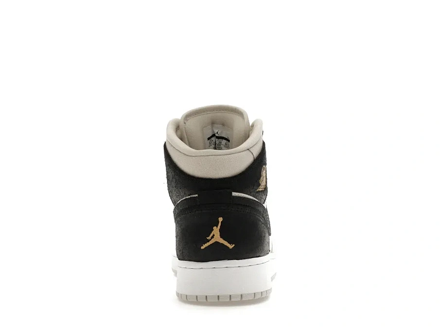 Фото № 4 с приближением к товару «‎Jordan 1 Mid Light Bone Metallic Gold Black »