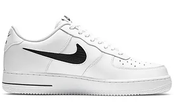 Nike Air Force 1 Low Cut Out Swoosh White Black - 2