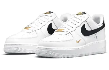 Nike Air Force 1 Low 07 Essential White Black Gold Mini Swoosh - 4