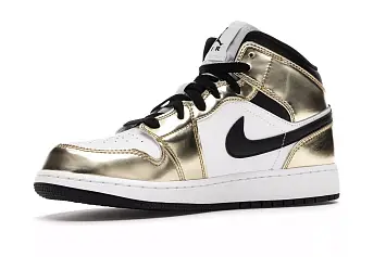 Jordan 1 Mid Metallic Gold Black White  - 6