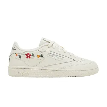 Reebok Women's Club C 85 Embroidered Floral - Bone Vintage Green - 1