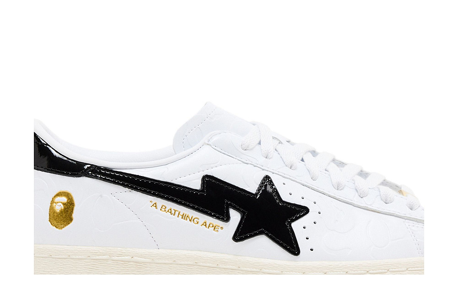 Фото № 3 с приближением к товару «‎BAPE x adidas Superstar Vintage White Black»