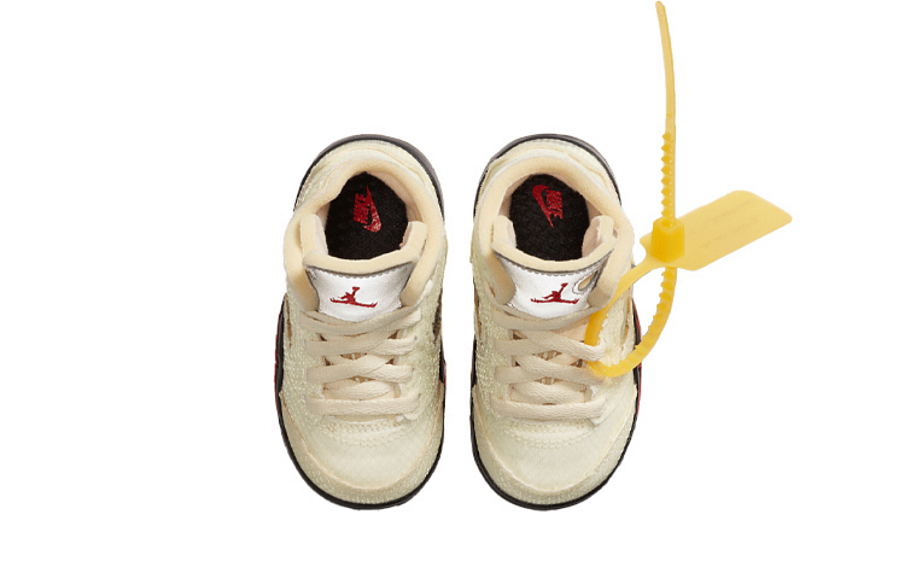 Фото № 4 с приближением к товару «‎Off-White x Air Jordan 5 "Sail" SP (TD) White»