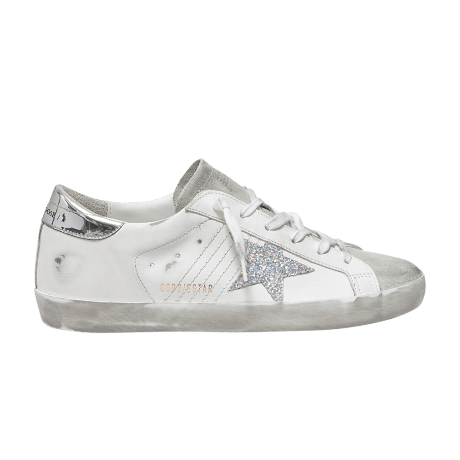 Фото № 1 с приближением к товару «‎Golden Goose Women's Superstar White Silver Glitter»