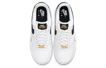 Nike Air Force 1 Low 07 Essential White Black Gold Mini Swoosh - 6