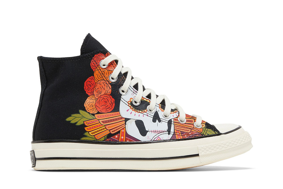 Фото № 2 с приближением к товару «‎Converse Chuck 70 High Dia de los Muertos - Black»