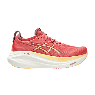 ASICS Women's Gel Nimbus 27 D Wide Dark Pink Clay Orange Glow