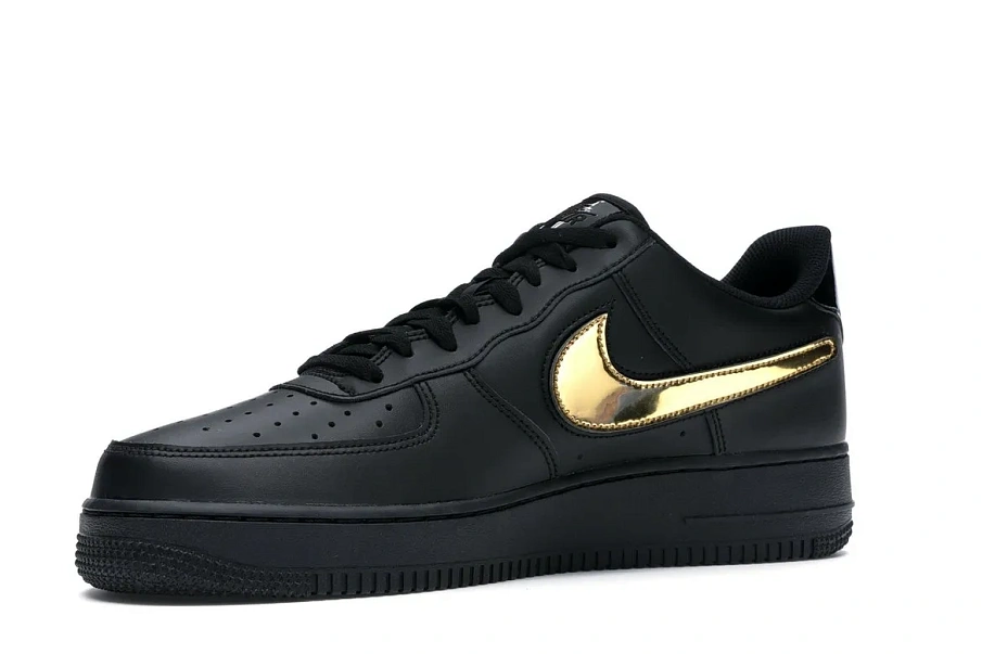 Фото № 3 с приближением к товару «‎Nike Air Force 1 Black Metallic Gold Removable Swoosh Pack»