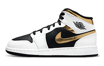 Фото № 1 с приближением к товару «‎Nike Air Jordan 1 Mid WhiteBlackGold»