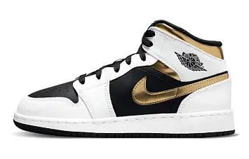 Nike Air Jordan 1 Mid WhiteBlackGold - 1