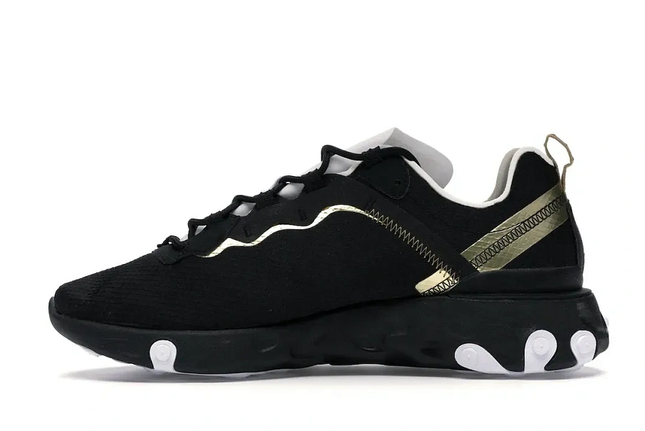 Фото № 3 с приближением к товару «‎Nike React Element 55 Black Metallic Gold White»
