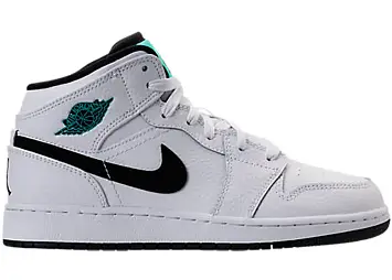 Jordan 1 Retro Mid White Black Hyper Jade (554725-122)
