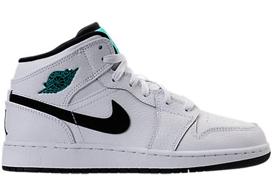 Фото № 1 с приближением к товару «‎Jordan 1 Retro Mid White Black Hyper Jade »
