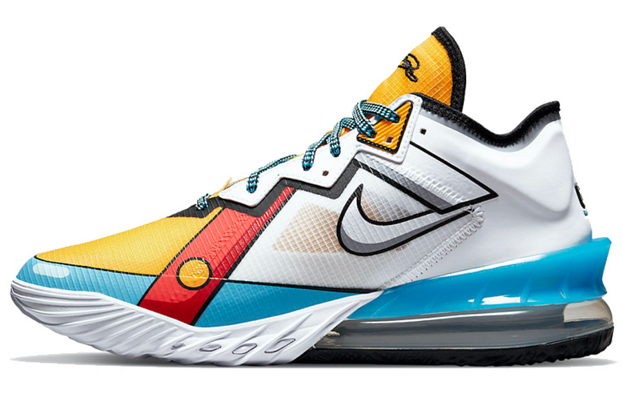 Фото № 1 с приближением к товару «‎Nike Lebron 18 Low "Stewie Griffin" Basketball Shoes WhiteBlueYellow»