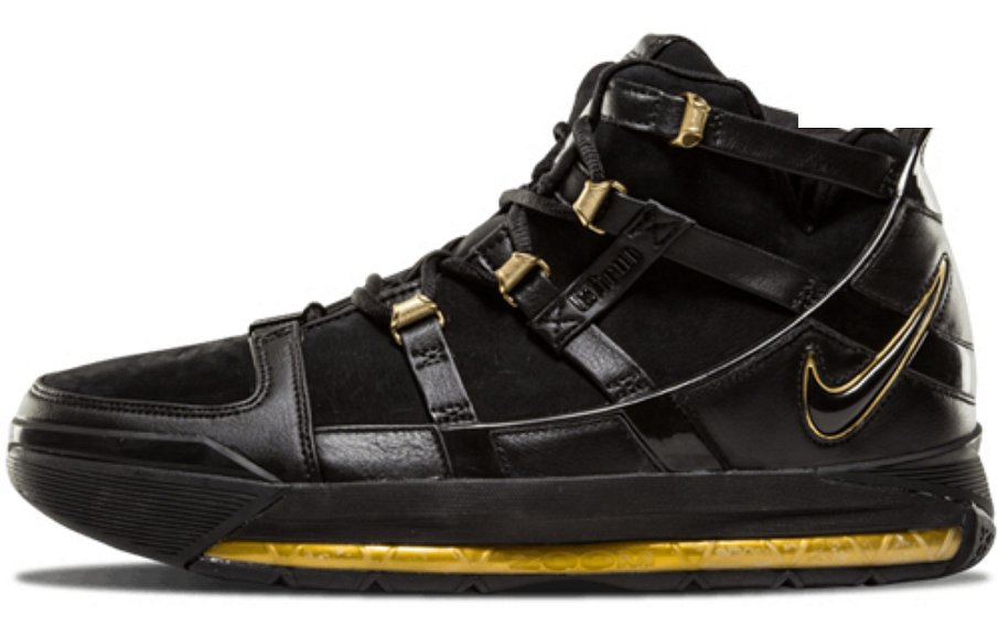 Фото № 1 с приближением к товару «‎ Nike Lebron 3 Vintage basketball shoes BlackMetallic Gold»
