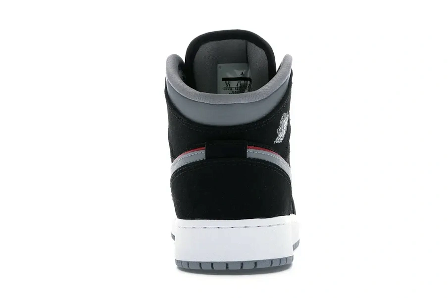Фото № 4 с приближением к товару «‎Jordan 1 Mid Black Particle Grey Gym Red »