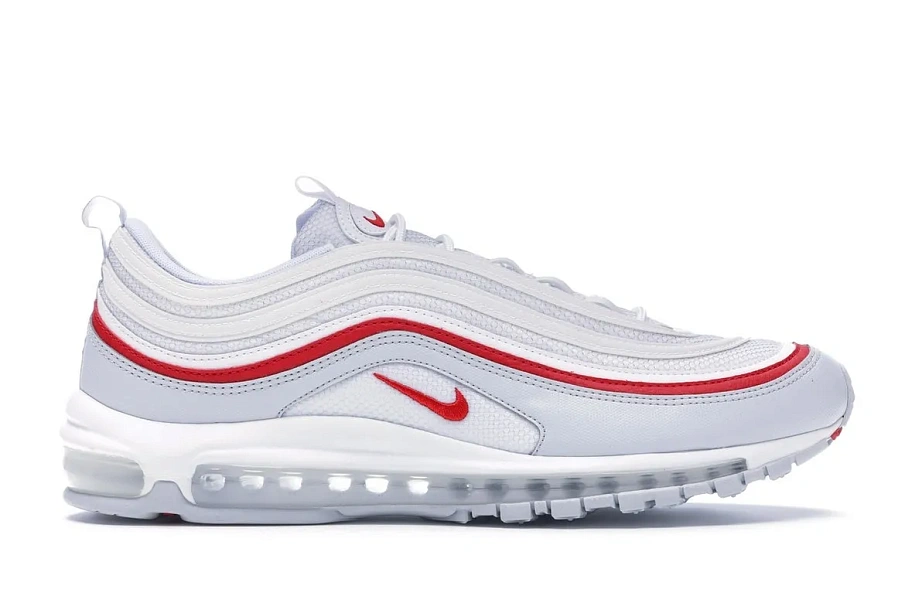 Фото № 1 с приближением к товару «‎Nike Air Max 97 White Pure Platinum University Red»