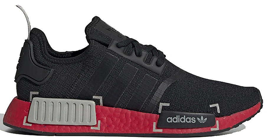 Фото № 1 с приближением к товару «‎adidas NMD R1 Black Grey Scarlet»