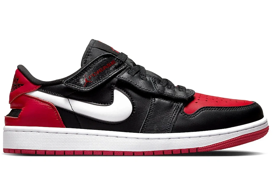 Фото № 1 с приближением к товару «‎Jordan 1 Low FlyEase Black White Gym Red»