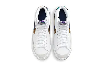 Nike Blazer Mid '77 SE GS 'Double Swoosh - White Gold Blue Void' - 5