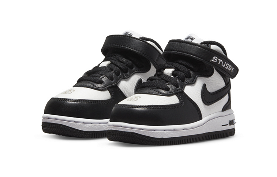 Фото № 3 с приближением к товару «‎Stussy Nike TD Air Force 1 Mid "Black and Light Bone"»