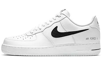 Nike Air Force 1 Low Cut Out Swoosh White Black - 1