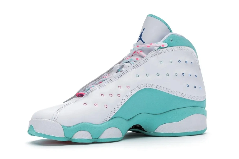 Фото № 2 с приближением к товару «‎Jordan 13 Retro White Soar Green Pink »