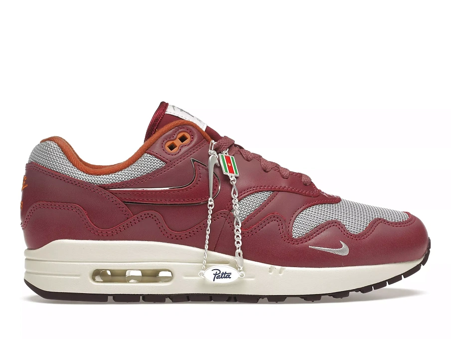 Фото № 1 с приближением к товару «‎Nike Air Max 1 Patta Waves Rush Maroon (with Bracelet)»