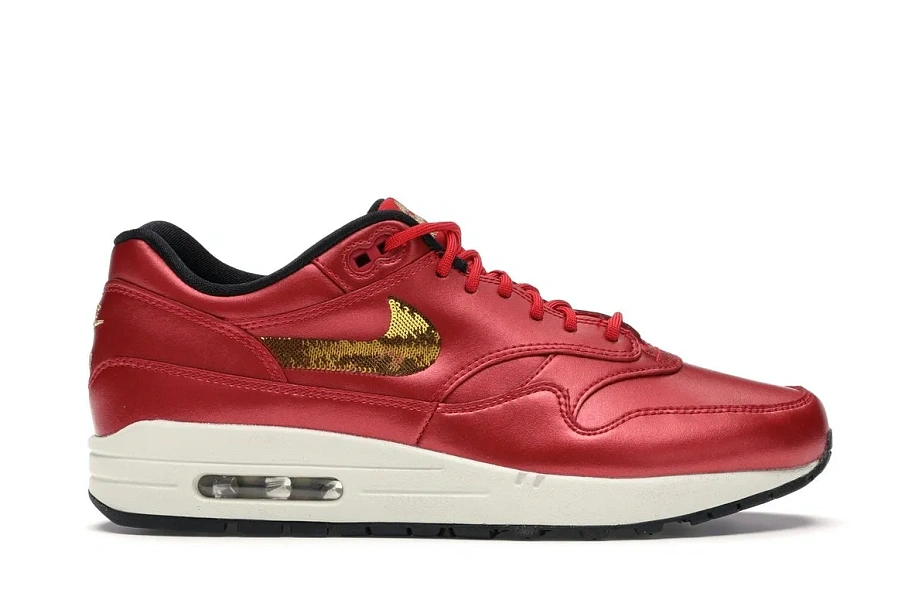 Фото № 1 с приближением к товару «‎Nike Air Max 1 Red Gold Sequin »