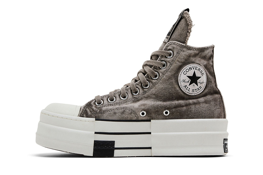 Фото № 4 с приближением к товару «‎Rick Owens x Converse DRKSHDW DBL DRKSTAR Chuck 70 High Washed Canvas Pack - Concrete»