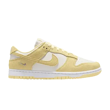 Nike Women's Dunk Low Suede Sail White Metallic Silver Soft Yellow