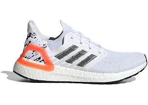 adidas Ultra Boost 20 White Orange Heel Pattern
