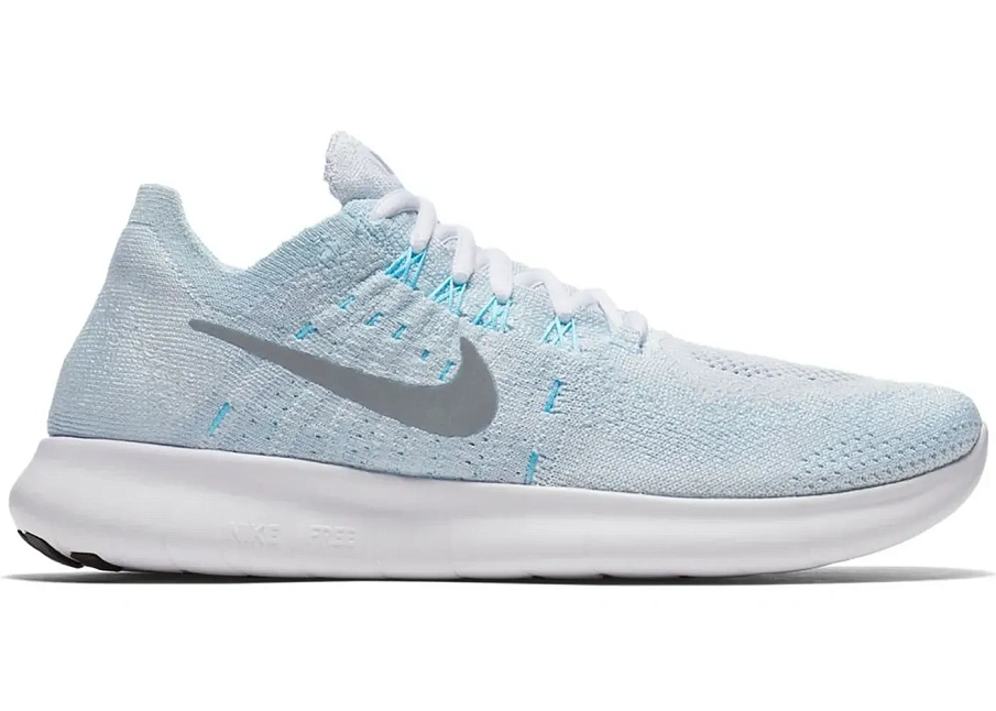 Фото № 1 с приближением к товару «‎Nike Free Run Flyknit 2017 Pure Platinum Glacier Blue »