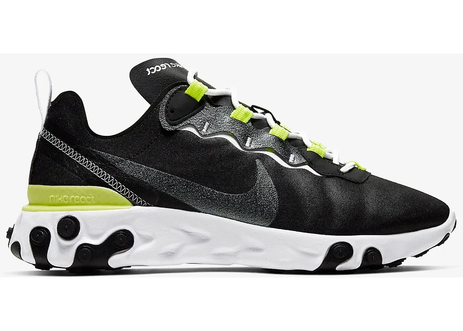 Фото № 1 с приближением к товару «‎Nike React Element 55 Black Lemon Venom »
