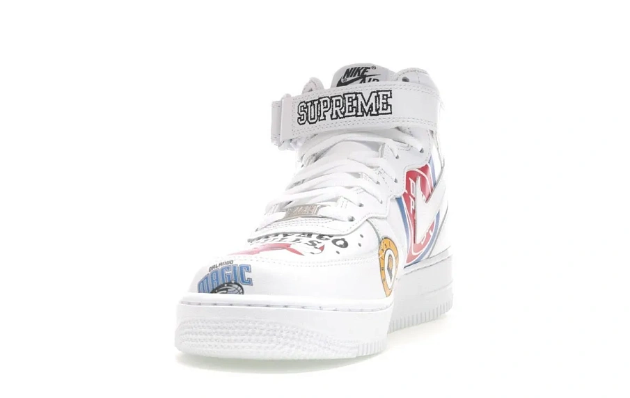 Фото № 4 с приближением к товару «‎Nike Air Force 1 Mid Supreme NBA White»