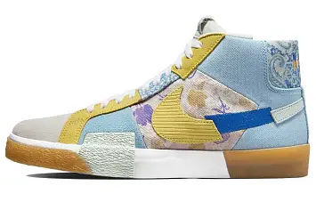 Nike SB Zoom Blazer Mid Premium "Paisley" Skate Shoes Light-Blue - 1
