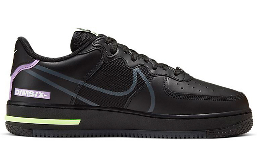 Фото № 2 с приближением к товару «‎Nike Air Force 1 React Skate shoes Black Violet Star Barely Volt»