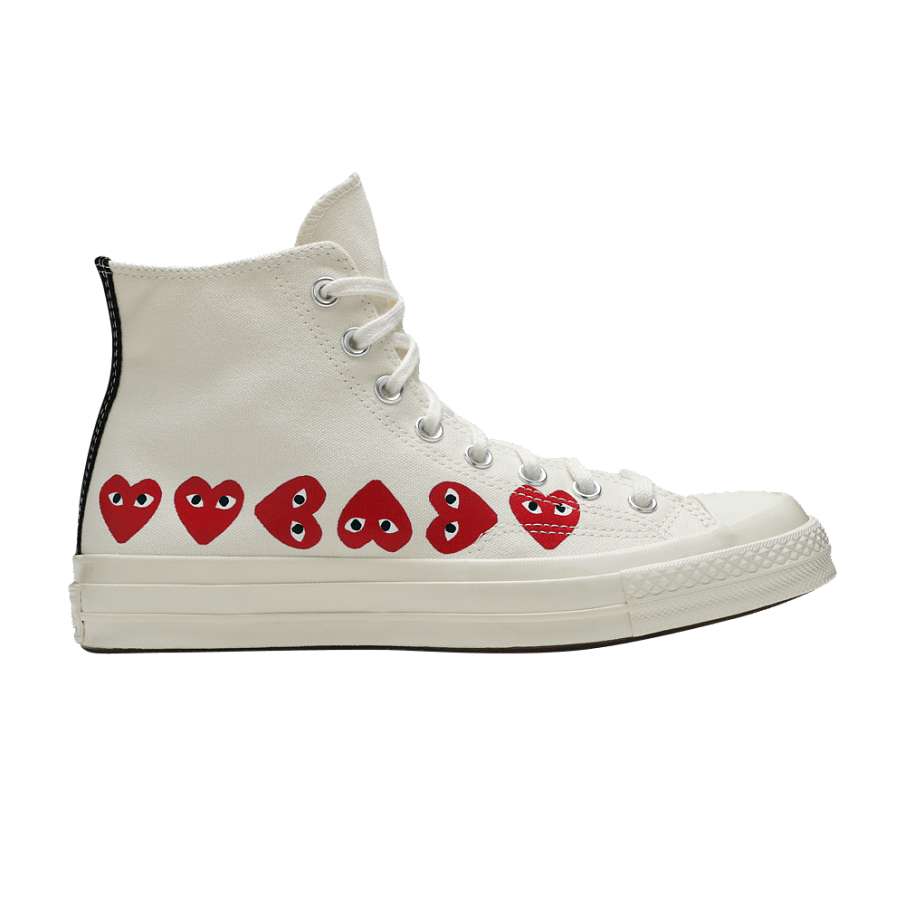 Фото № 1 с приближением к товару «‎Comme des Garçons Play x Converse Chuck 70 Hi Top Multi Heart»