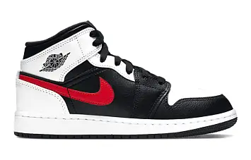 Nike Air Jordan 1 Mid (GS) BlackWhiteRed - 2