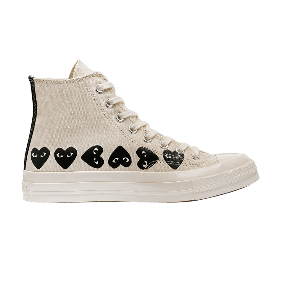 Фото № 1 с приближением к товару «‎Comme des Garçons PLAY x Converse Chuck 70 High Multi Heart - Beige»