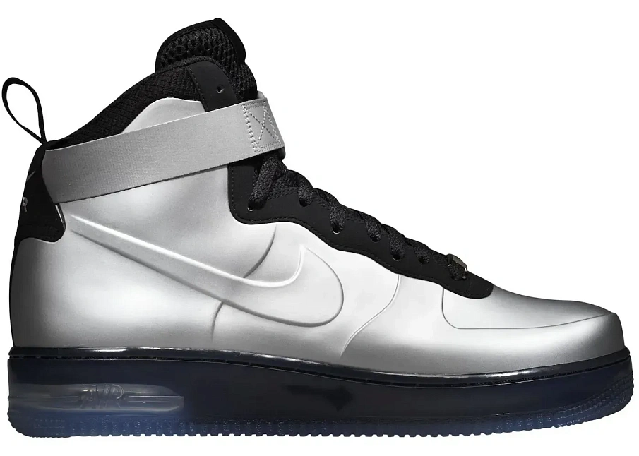 Фото № 1 с приближением к товару «‎Nike Air Force 1 High Foamposite Silver»