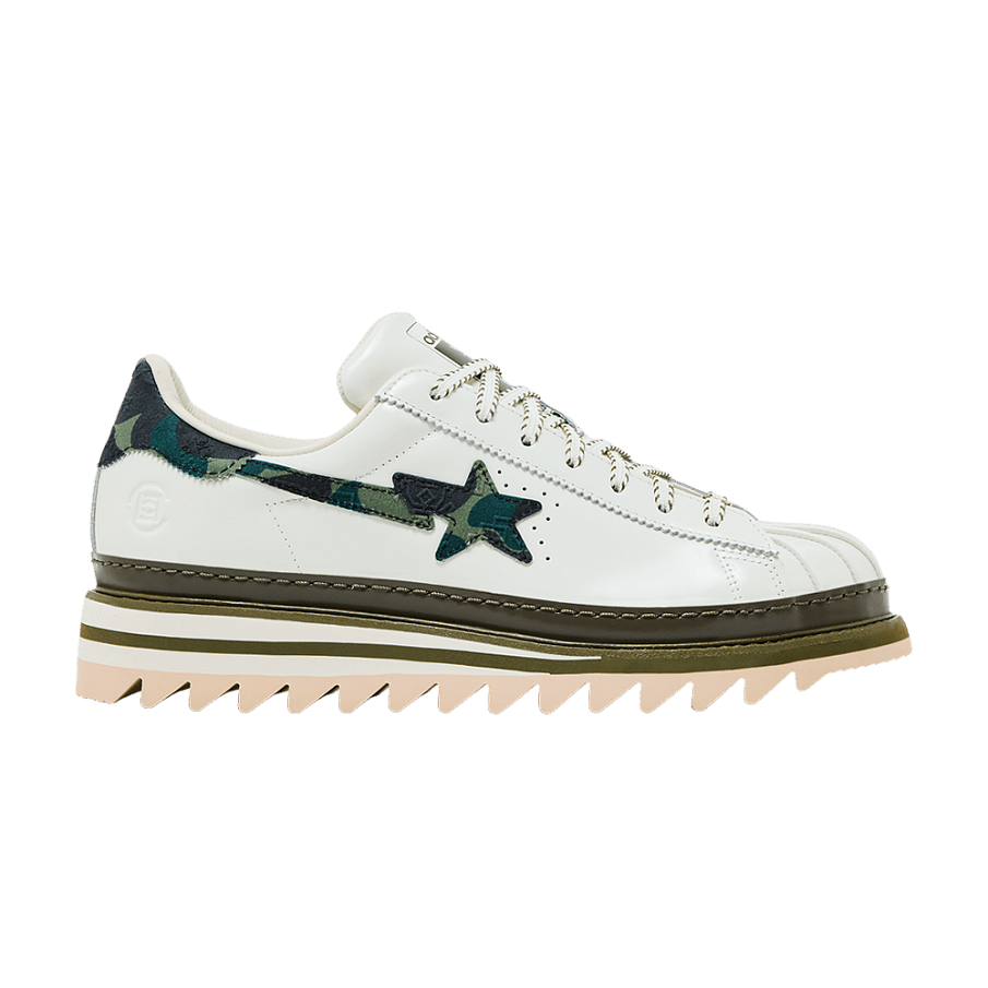 Фото № 1 с приближением к товару «‎CLOT x BAPE x adidas Superstar Off White Olive Cargo»